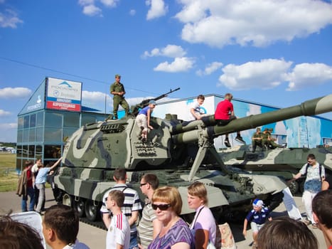 Kubinka, Russia - June 12, 2011: Museum of armored vehicles under the open sky and under sheds in Kubinka near Moscow.