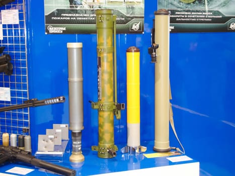 Kubinka, Russia - June 12, 2011: Exhibition of military equipment, models, models and models of military equipment of Russia.