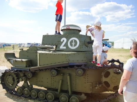 Kubinka, Russia - June 12, 2011: Museum of armored vehicles under the open sky and under sheds in Kubinka near Moscow.