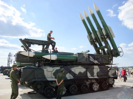 Kubinka, Russia - June 12, 2011: Museum of armored vehicles under the open sky and under sheds in Kubinka near Moscow.