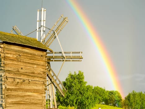 Rainbow on the background of a windmill Rainbow on the background of a windmill