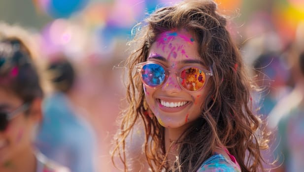 Young woman at the Holi color festival