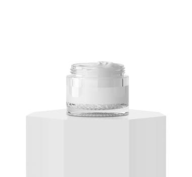 Ad skin care product on Podium octagonal pedestal