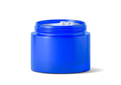 blue jar beauty cream container on white background