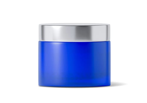 blue jar beauty cream container on white background