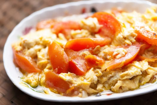 plate of chinese scambled tomato egg