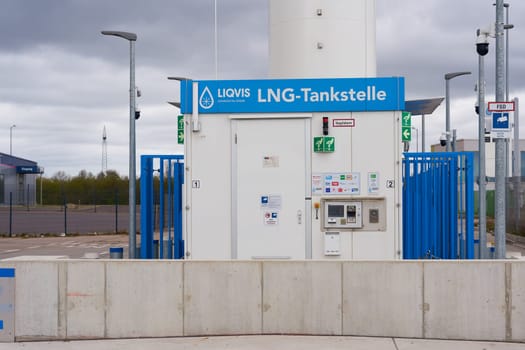 LNG liquefied natural gas filling station of LIQVIS GmbH in Magdeburg. LIQVIS is a subsidiary of the international energy company Uniper