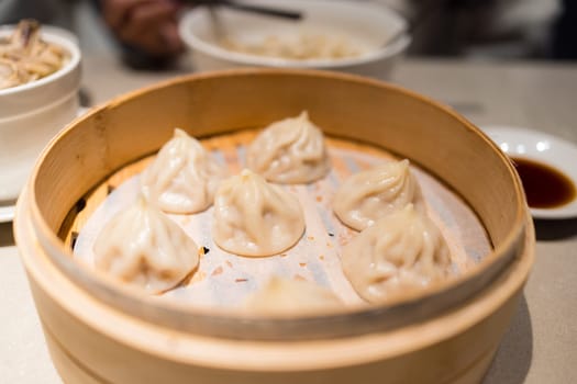 Chinese style steamed soup bun in restaurant