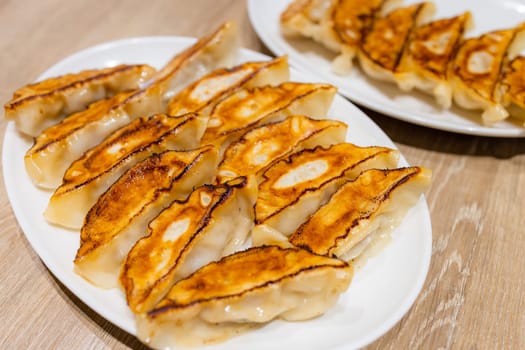 Japanese pan fried dumpling in restaurant