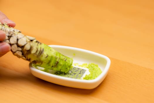 Japanese wasabi with grater for wasabi sauce