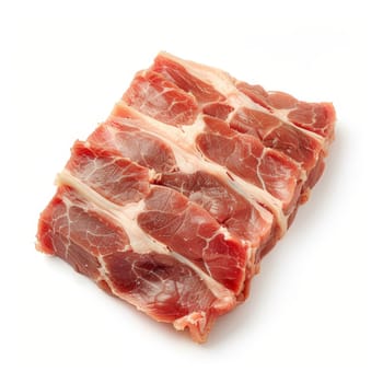 Fresh raw meat slices isolated on a white background, perfect for food advertisements or recipes
