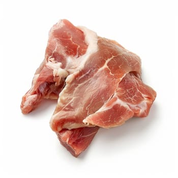 Fresh raw meat slices isolated on a white background, perfect for food advertisements or recipes