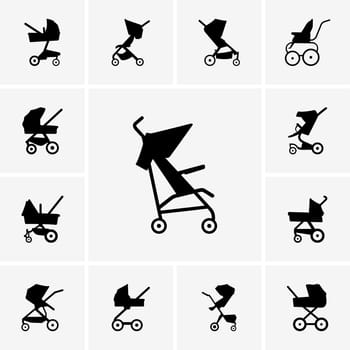 Set of Baby Carriage icons