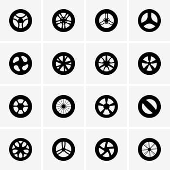 Set of Baby stroller wheel icons