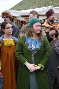 Krakow, Poland - April 11, 2023: Unidentified participants of Rekawka - Polish tradition, celebrated in Krakow on Tuesday after Easter. Currently has the character of festival historical reconstruction