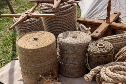 coils of ropes made in the traditional way from natural materials
