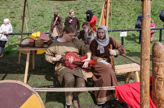 Krakow, Poland - April 11, 2023: Unidentified participants of Rekawka - Polish tradition, celebrated in Krakow on Tuesday after Easter. Currently has the character of festival historical reconstruction