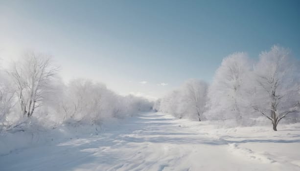 Snowy winter road in a mountain forest. Beautiful winter landscape.