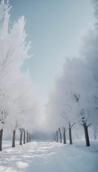 Snowy winter road in a mountain forest. Beautiful winter landscape.