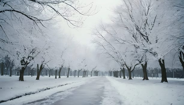 Snowy winter road in a mountain forest. Beautiful winter landscape.