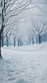 Snowy winter road in a mountain forest. Beautiful winter landscape.