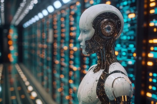 Artificial intelligence cyber algorithms, cyborg, virtual cyberspace, human communitcation with robot, business and digital ethnics