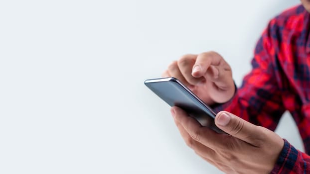 Human uses smartphone to check new mail. New email notification concept for business email communication and digital marketing. The inbox receives electronic message notifications. internet technology