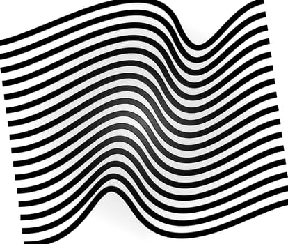Horizontal curved black stripes on a white background
