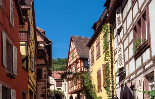 typical alley of an Alsatian village, France