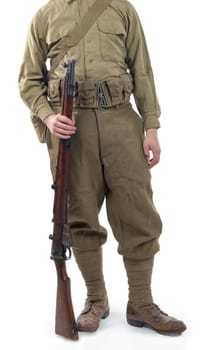 WW1I British Army Soldier , on white background