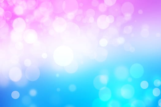Abstract blurred fresh vivid spring summer light delicate pastel blue turquoise pink bokeh background texture with bright circular soft color lights. Card concept. Beautiful backdrop illustration.