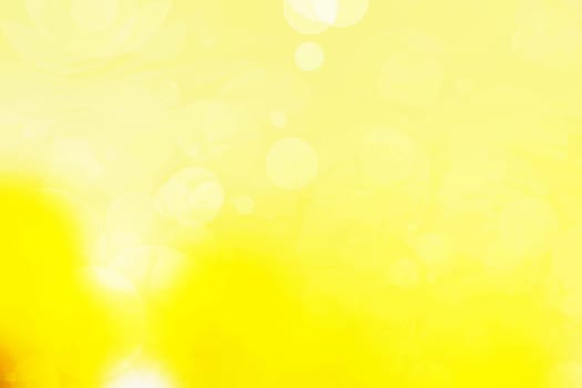 Abstract blurred fresh vivid spring summer light delicate pastel yellow white bokeh background texture with bright circular soft color lights. Beautiful backdrop illustration.