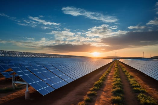 A solar farm harnessing renewable energy from the sun. Generative AI
