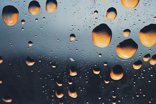 A fluid motion shot of distorted water droplets on a window. Generative AI