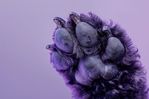 A majestic purple fuzzy animal, featuring intricate details in a close-up view.