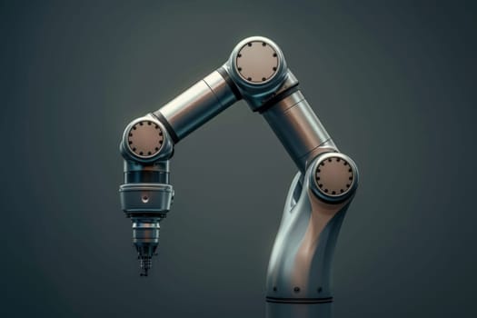A sleek robotic arm stands ready for precision tasks in manufacturing automation.