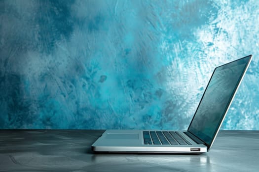 A sleek modern laptop perched elegantly atop a table, ready for use.