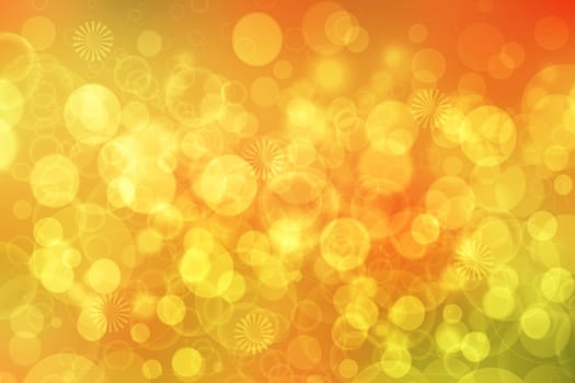 A festive abstract delicate golden yellow red orange gradient background texture with defocused bokeh circles. Card concept for Happy New Year, party invitation, valentine or other holidays.