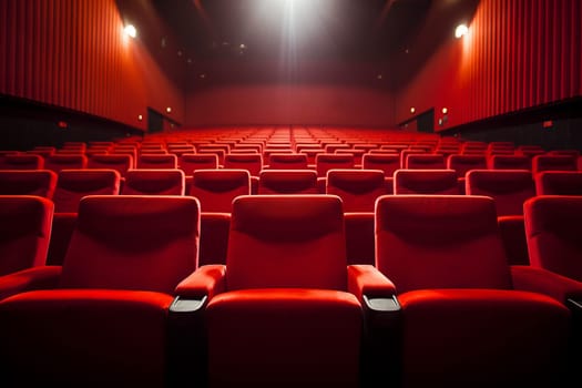 Rows of empty cinema seats waiting for viewers