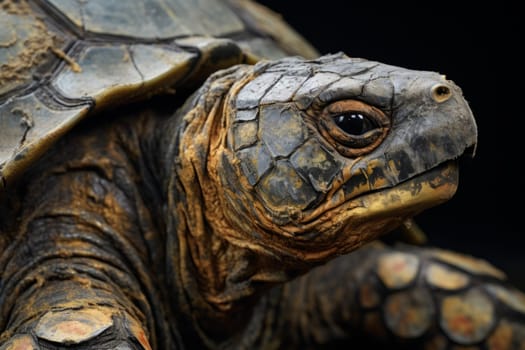 A close-up of a turtle's weathered shell, showcasing years of resilience and adaptation