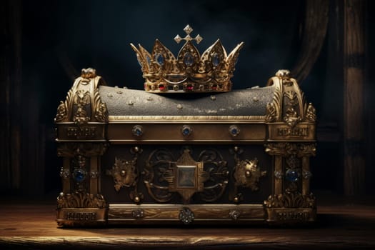 A crown atop a treasure chest