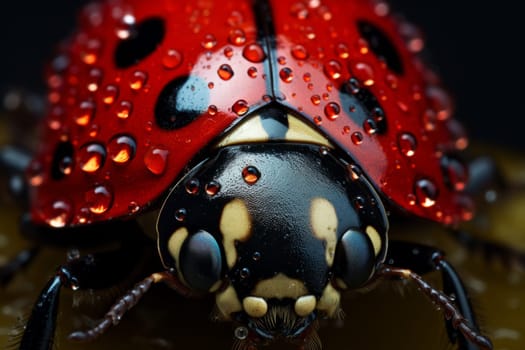 A detailed shot of a ladybug's intricate spots