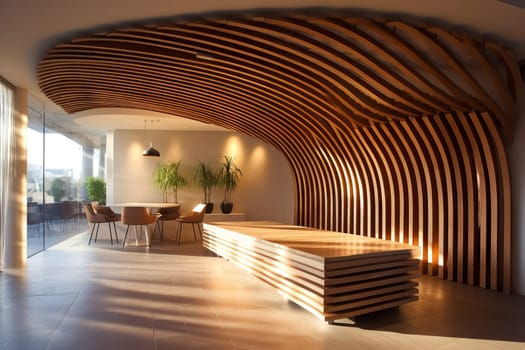 Wooden slats creating an eye-catching focal point
