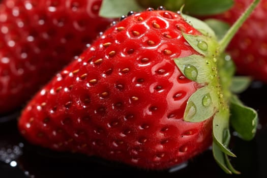 A close-up of a juicy, ripe strawberry