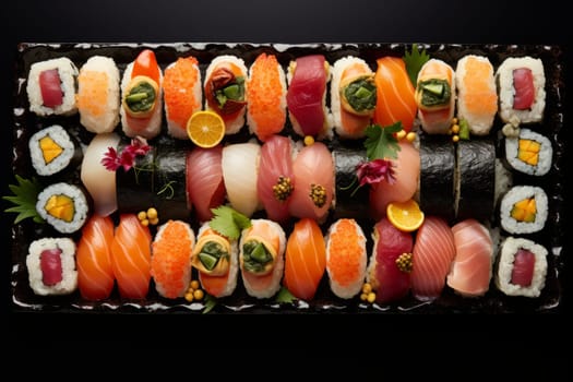 A meticulously crafted sushi platter