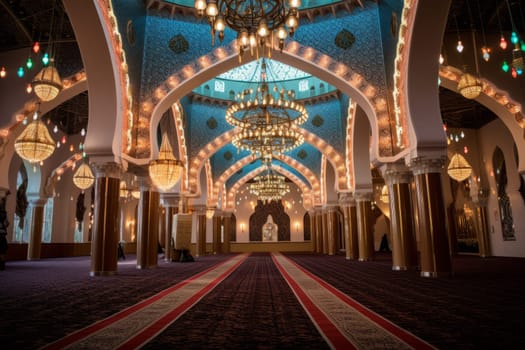 A mosque beautifully decorated for Eid prayers