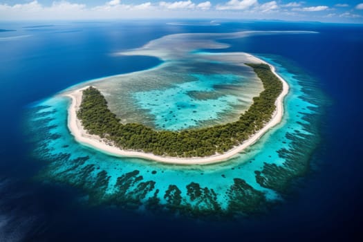 Coral Atoll with Turquoise Lagoon. Generative AI
