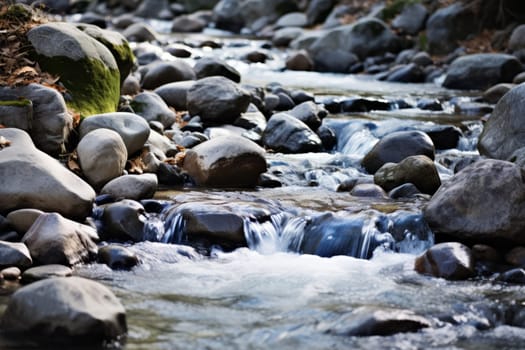 Clear Mountain Stream: Purity of Water. Generative AI