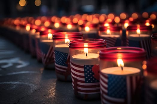 Row of Candles for Patriot Day. Generative AI