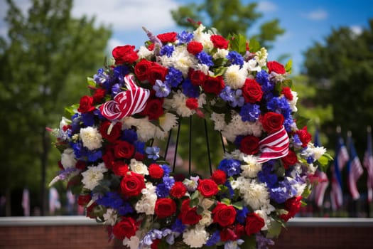 Patriot Day Memorial with Flowers. Generative AI